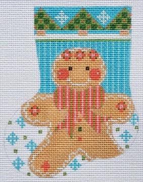 Gingerbread Boy Mini Stocking Painted Canvas Danji Designs 