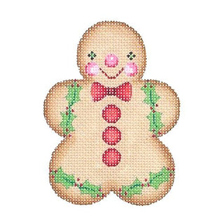 Gingerbread Boy   Red Bow Tie Painted Canvas Burnett & Bradley 
