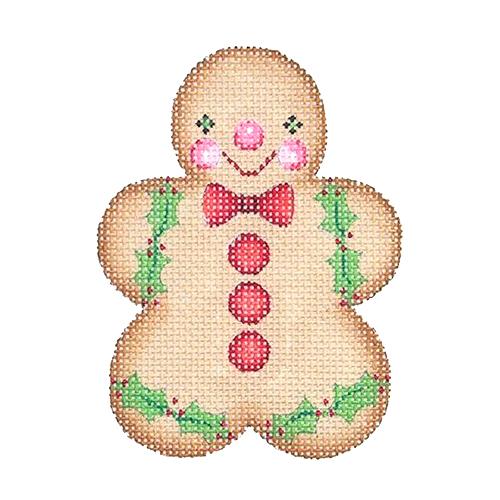 Gingerbread Boy   Red Bow Tie Painted Canvas Burnett & Bradley  - 1