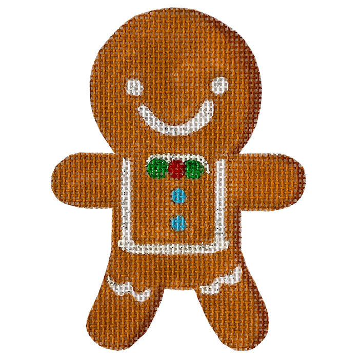 Gingerbread Boy with Gumdrop Tie Painted Canvas All About Stitching/The Collection Design 
