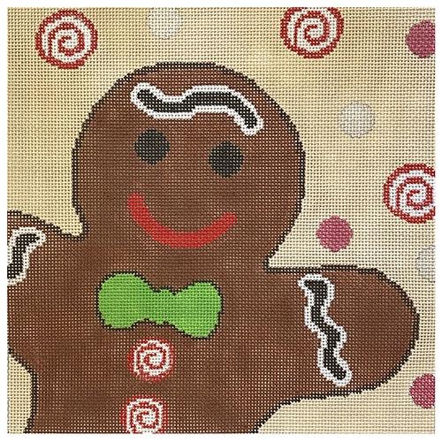 Gingerbread Boy with Swirls Painted Canvas CBK Needlepoint Collections 