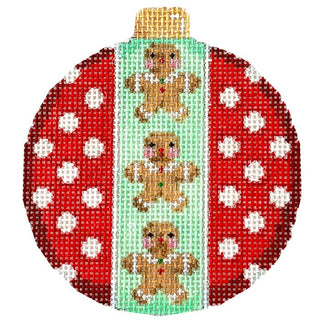 Gingerbread Boy/Dots Ball Ornament Painted Canvas Associated Talents 

