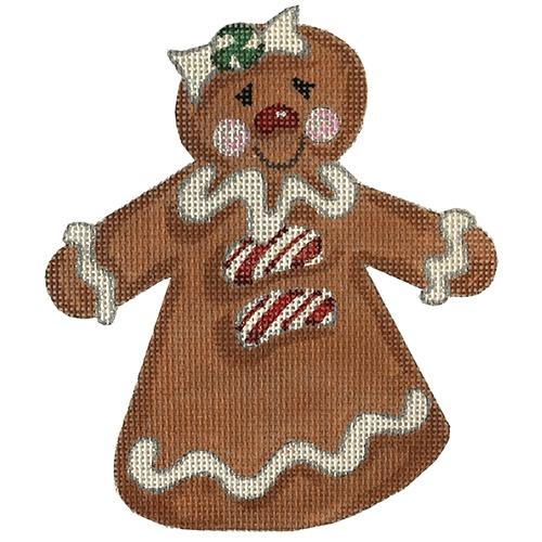 Gingerbread Girl / Candy Canes Painted Canvas Associated Talents 