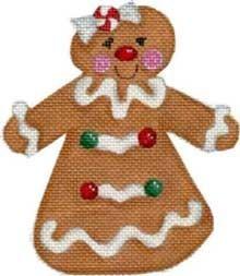Gingerbread Girl / Red & Green Buttons Painted Canvas Associated Talents 