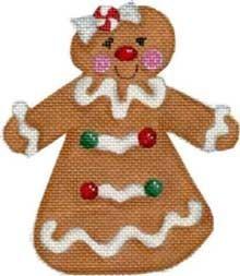 Gingerbread Girl / Red & Green Buttons Painted Canvas Associated Talents  - 1