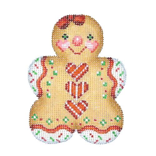 Gingerbread Girl   Red Heart Buttons Painted Canvas Burnett & Bradley  - 1