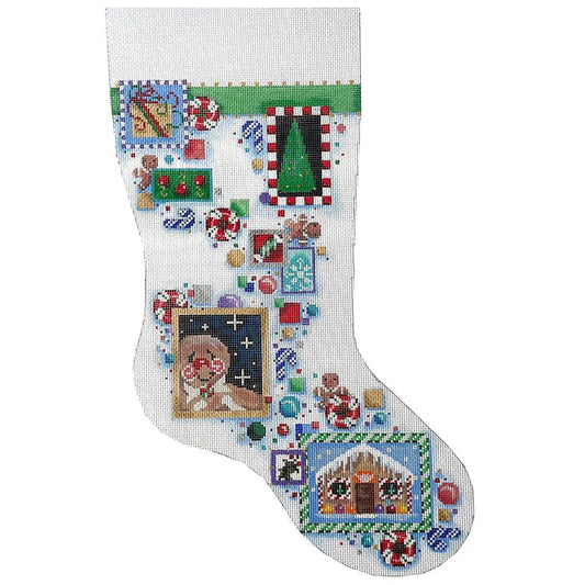 Gingerbread House Confetti Stocking Painted Canvas Associated Talents 