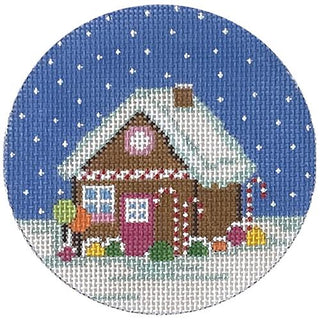 Gingerbread House Round Painted Canvas The Meredith Collection 
