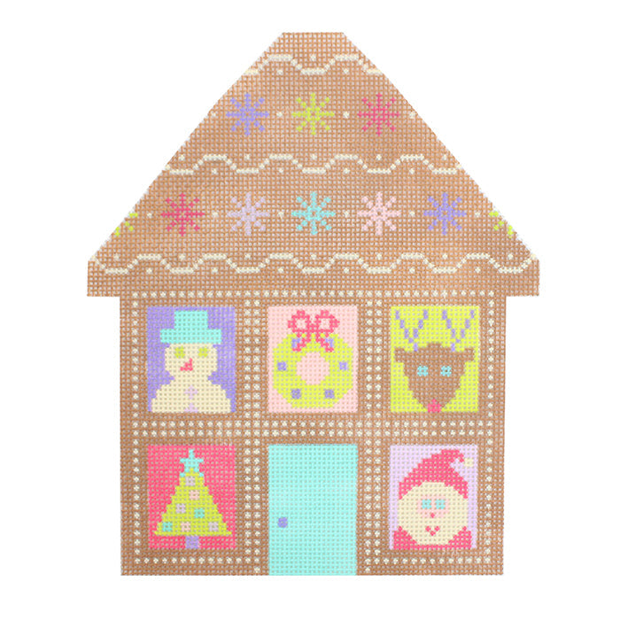 Gingerbread House Stand Up Painted Canvas Stitch Rock Designs 