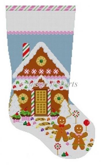 Gingerbread House Stocking Painted Canvas Susan Roberts Needlepoint Designs, Inc. 