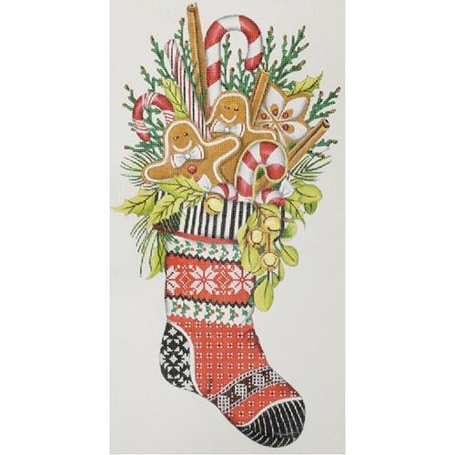 Gingerbread Stocking (MLT) Painted Canvas Melissa Shirley Designs 
