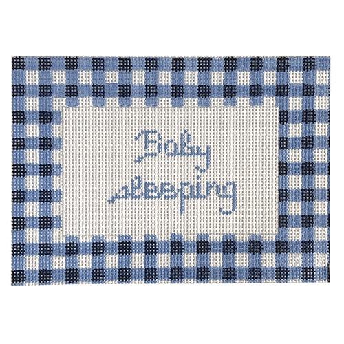 Gingham Baby Sleeping Blue Painted Canvas KCN Designers  - 1