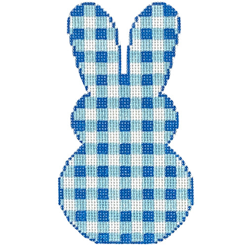 Gingham Bunny - Blue Painted Canvas SilverStitch Needlepoint 