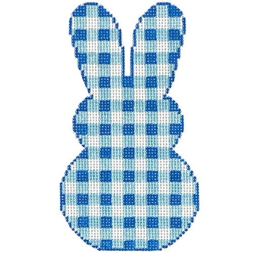 Gingham Bunny   Blue Painted Canvas SilverStitch Needlepoint 
