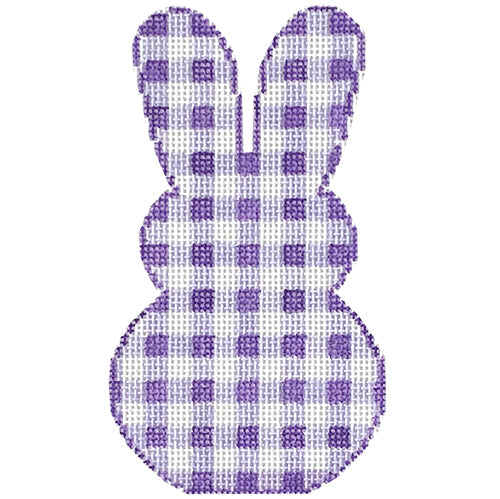 Gingham Bunny   Lavender Painted Canvas SilverStitch Needlepoint  - 1