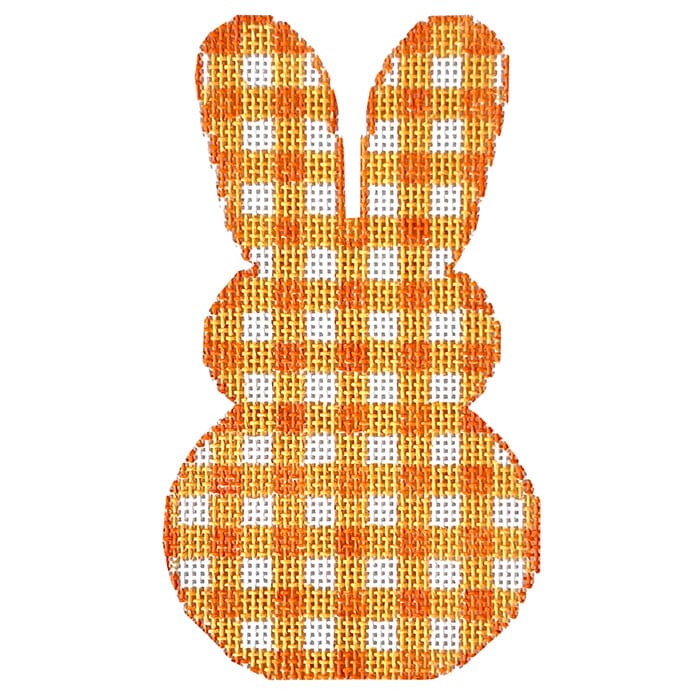 Gingham Bunny   Orange Painted Canvas SilverStitch Needlepoint  - 1