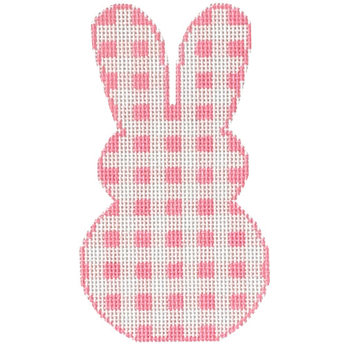 Gingham Bunny - Pink Painted Canvas SilverStitch Needlepoint 