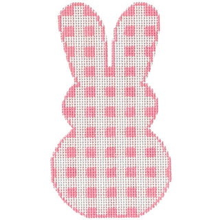 Gingham Bunny   Pink Painted Canvas SilverStitch Needlepoint 
