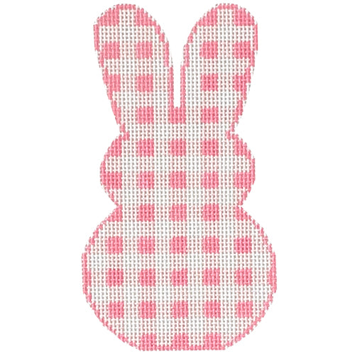 Gingham Bunny   Pink Painted Canvas SilverStitch Needlepoint  - 1