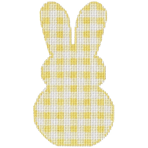 Gingham Bunny - Yellow Painted Canvas SilverStitch Needlepoint 