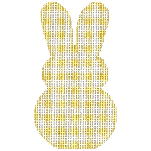 Gingham Bunny   Yellow Painted Canvas SilverStitch Needlepoint  - 1