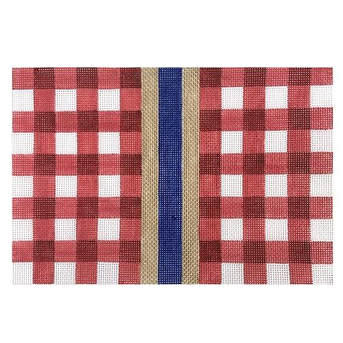 Gingham Clutch Red Painted Canvas KCN Designers 