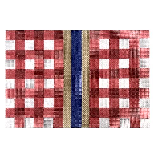 Gingham Clutch Red Painted Canvas KCN Designers  - 1
