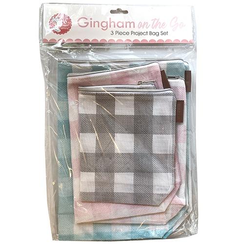 Gingham Mesh Project Bag Set of 3 Accessories Yarn Tree 