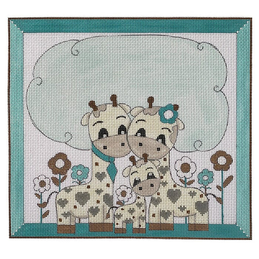 Giraffe Family Birth Announcement Painted Canvas Alice Peterson Company 