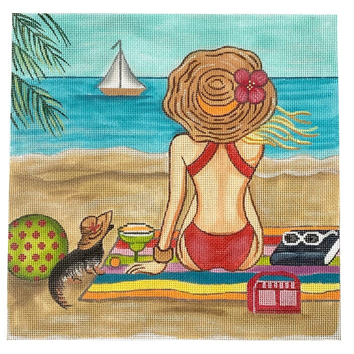 Girl at the Beach Painted Canvas Alice Peterson Company 