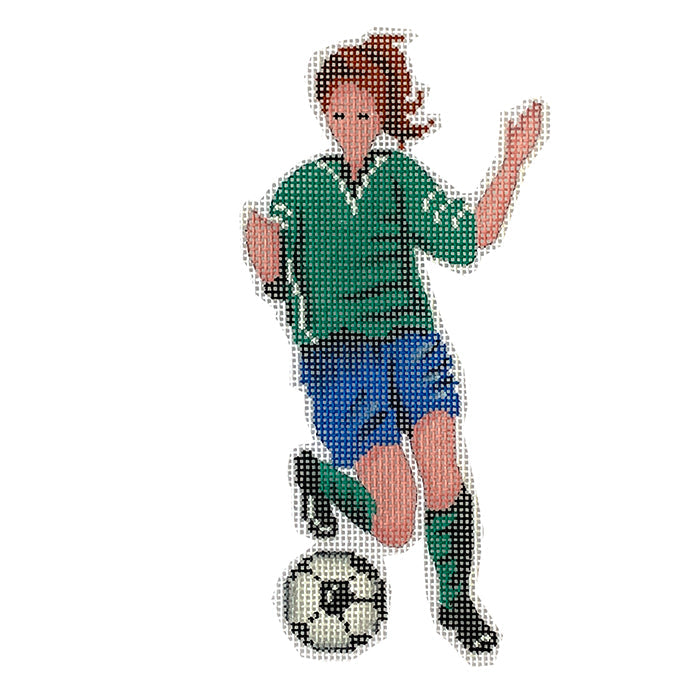 Girl's Soccer Ornament Painted Canvas Patti Mann  - 1