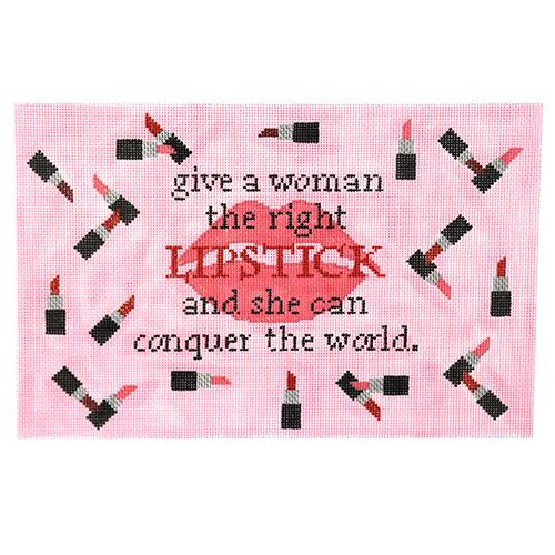 Give a Girl the Right Lipstick Painted Canvas Kimberly Ann Needlepoint 