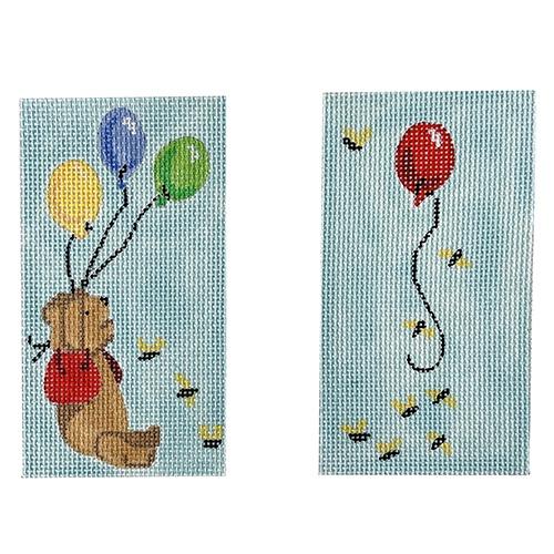 Glasses Case - Bear with Balloons Painted Canvas Kate Dickerson Needlepoint Collections 