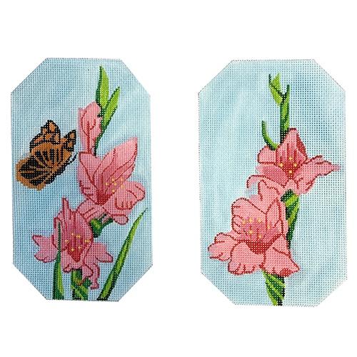 Glasses Case - Gladiolus - Pinks Painted Canvas Kate Dickerson Needlepoint Collections 