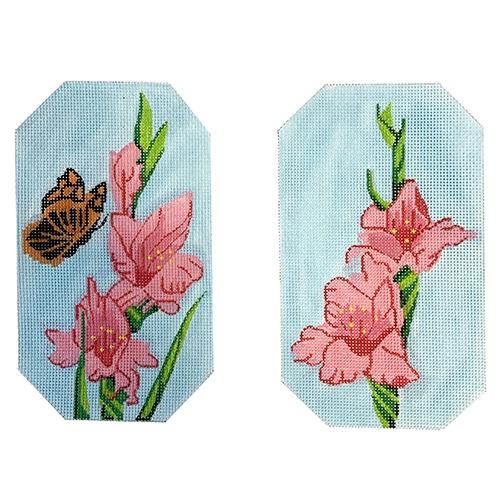 Glasses Case   Gladiolus   Pinks Painted Canvas Kate Dickerson Needlepoint Collections  - 1