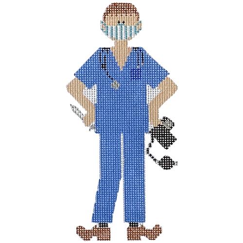 Global Angel Male Nurse 2020 with Stitch Guide Painted Canvas The Princess & Me 