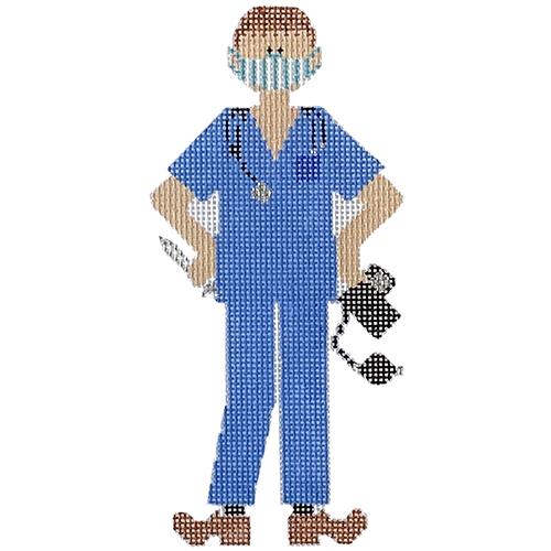 Global Angel Male Nurse 2020 with Stitch Guide Painted Canvas The Princess & Me  - 1