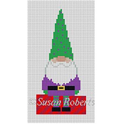 Gnome with Present Painted Canvas Susan Roberts Needlepoint Designs Inc.  - 1