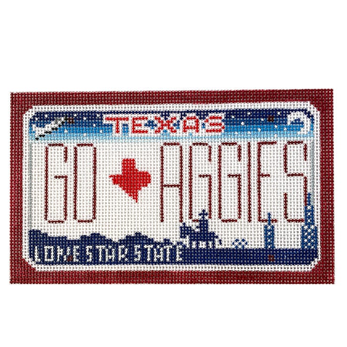Go Aggies Texas Mini Plate Painted Canvas CBK Needlepoint Collections 
