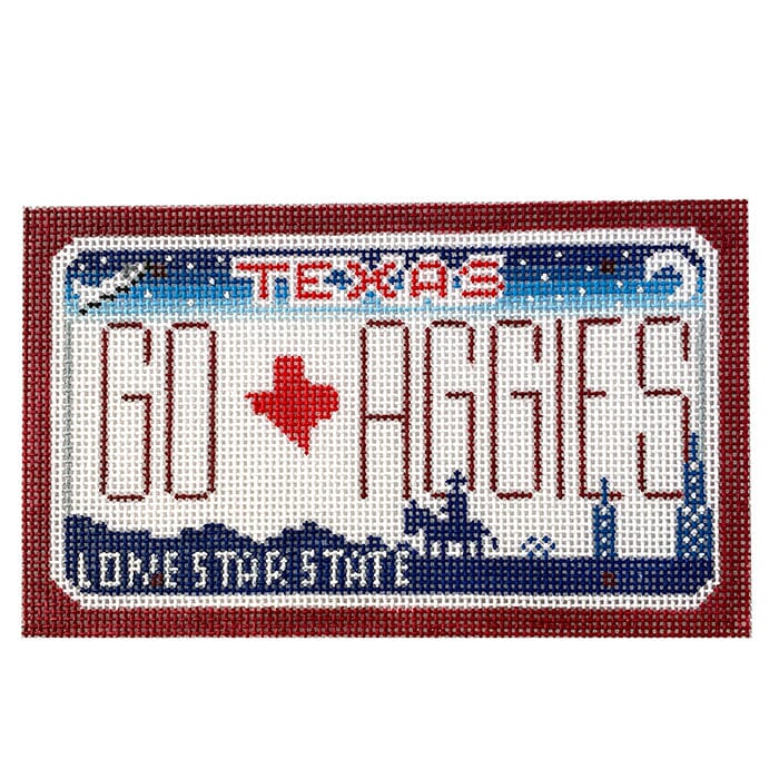 Go Aggies Texas Mini Plate Painted Canvas CBK Needlepoint Collections  - 1