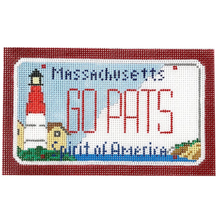 Go Pats MA Mini Plate Painted Canvas CBK Needlepoint Collections  - 1