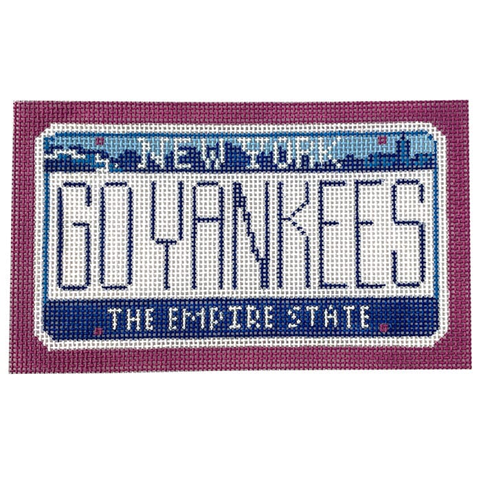 Go Yankees NY Mini Plate Painted Canvas CBK Needlepoint Collections 