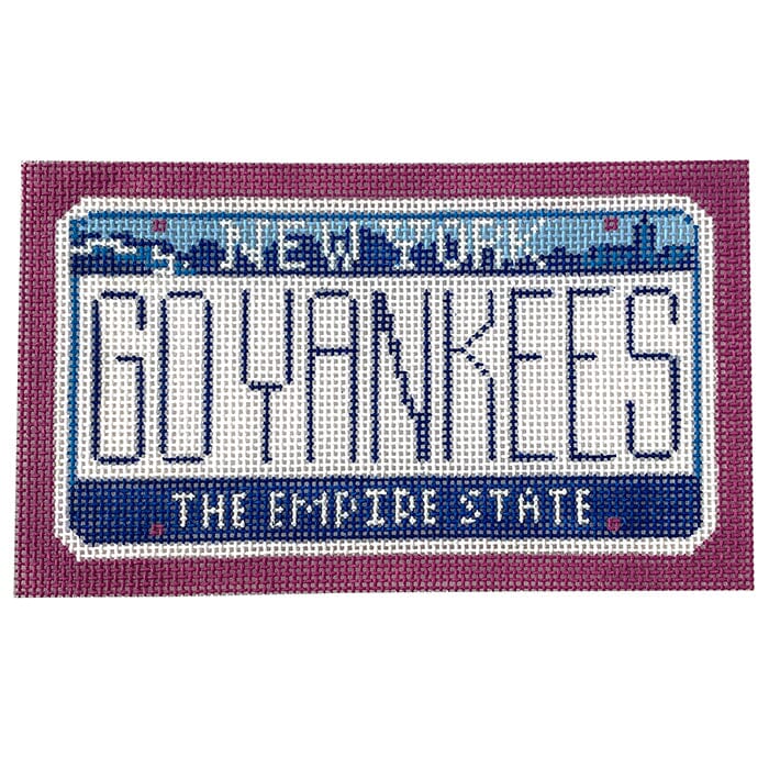 Go Yankees NY Mini Plate Painted Canvas CBK Needlepoint Collections  - 1