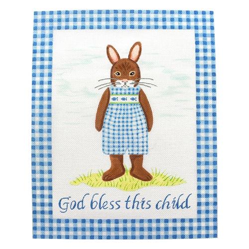 God Bless This Child Bunny   Boy Painted Canvas Kate Dickerson Needlepoint Collections  - 1