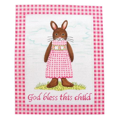 God Bless This Child Bunny - Girl Painted Canvas Kate Dickerson Needlepoint Collections 