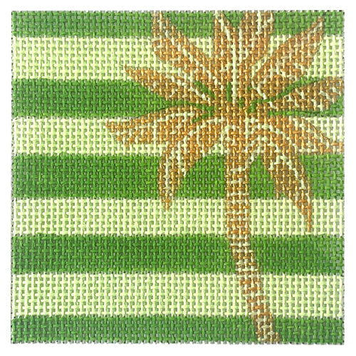 Gold Coast Palm on Lime Coaster Painted Canvas All About Stitching/The Collection Design 