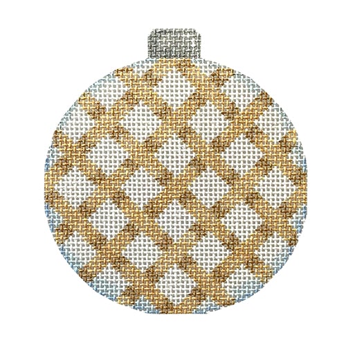 Gold Diagonal Woven Ball Ornament Painted Canvas Associated Talents 