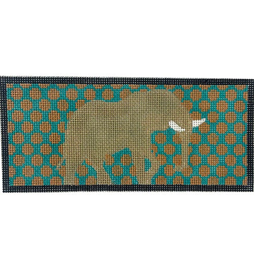 Gold Elephant on Teal Dots Painted Canvas Colors of Praise 