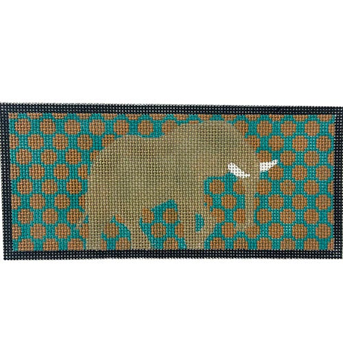 Gold Elephant on Teal Dots Painted Canvas Colors of Praise  - 1