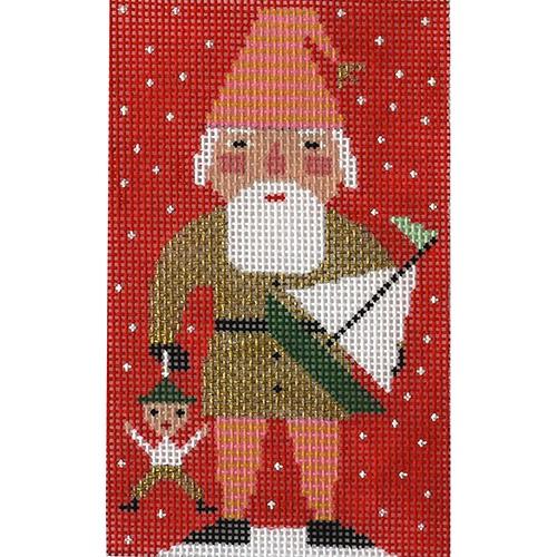 Gold Santa Painted Canvas Birds of a Feather  - 1